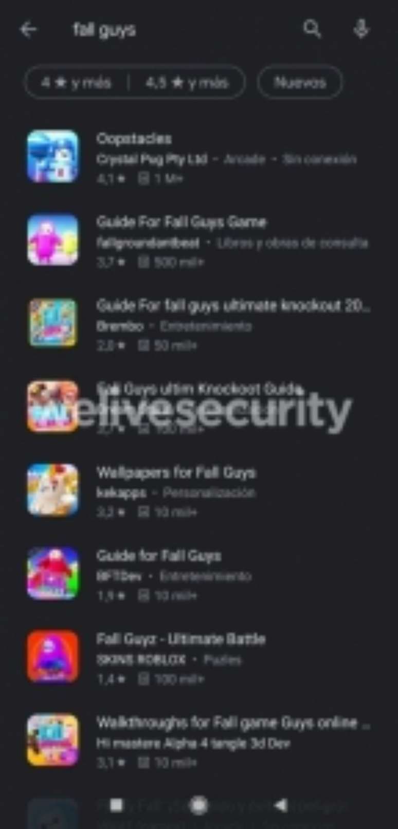 Resultados do Google Play para a busca "Fall Guys"