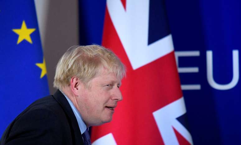 Premiê britânico, Boris Johnson, durante chegada a coletiva de imprensa em cúpula de líderes da UE
17/10/2019
REUTERS/Toby Melville