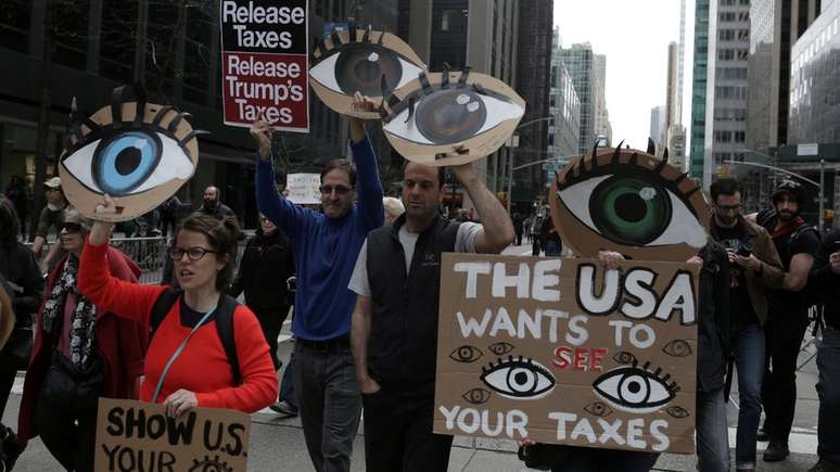 Manifestação em 2017 pediu revelação de dados sobre pagamento de impostos por Trump
