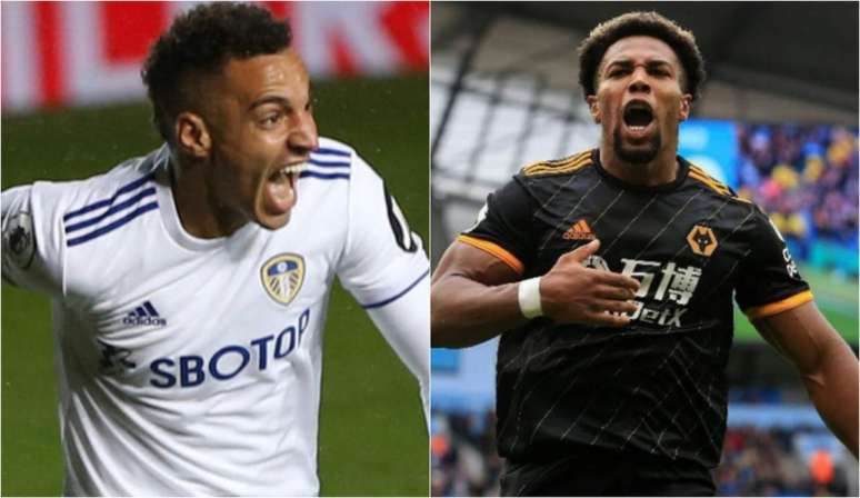 Rodrigo Moreno e Adama Traoré são destaques de Leeds e Wolves (Foto: Divulgação / Site oficial do Leeds; AFP)