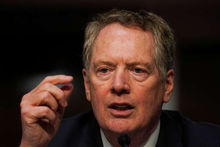 O representante comercial dos EUA, Robert Lighthizer, discursa no Congresso em Washington. 17 de junho de 2020. Anna Moneymaker/Pool via REUTERS