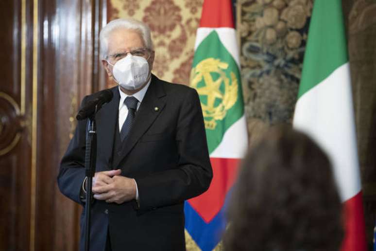 O presidente da Itália, Sergio Mattarella, durante cerimônia em Roma