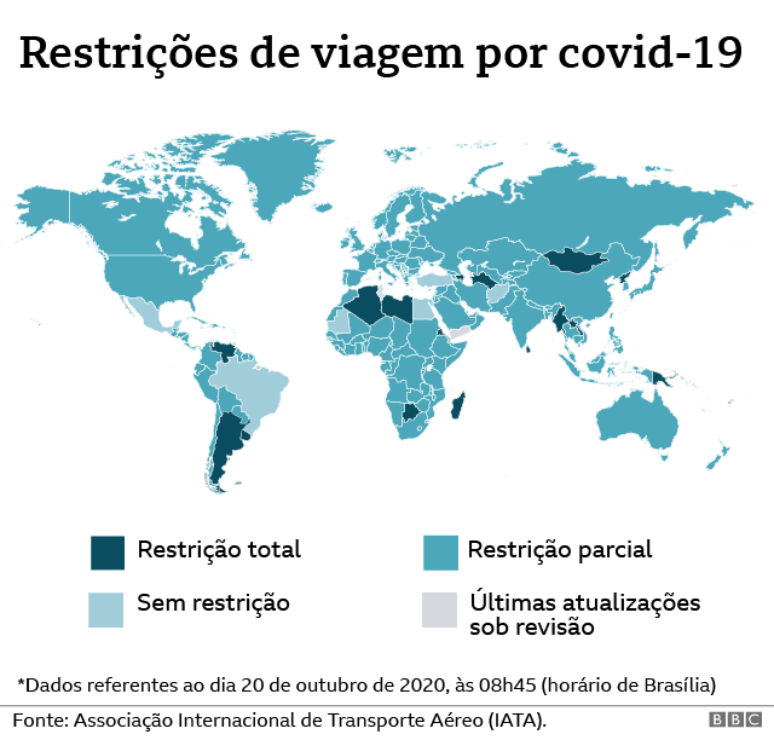 Mapa de restrições de covid-19