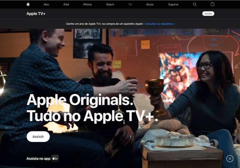 Tela de introdução do Apple TV+ 