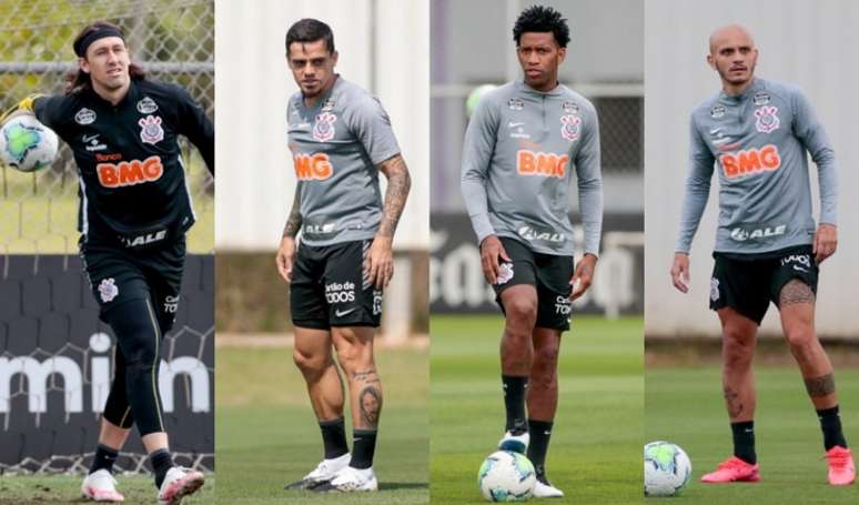 Cássio, Fagner, Gil e Fábio Santos podem reeditar parceria de cinco anos atrás (Foto: Montagem/Ag. Corinthians)