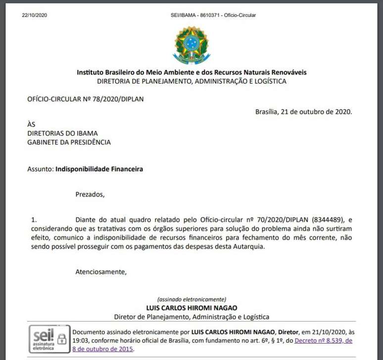 Documento determina recolhimento das brigadas