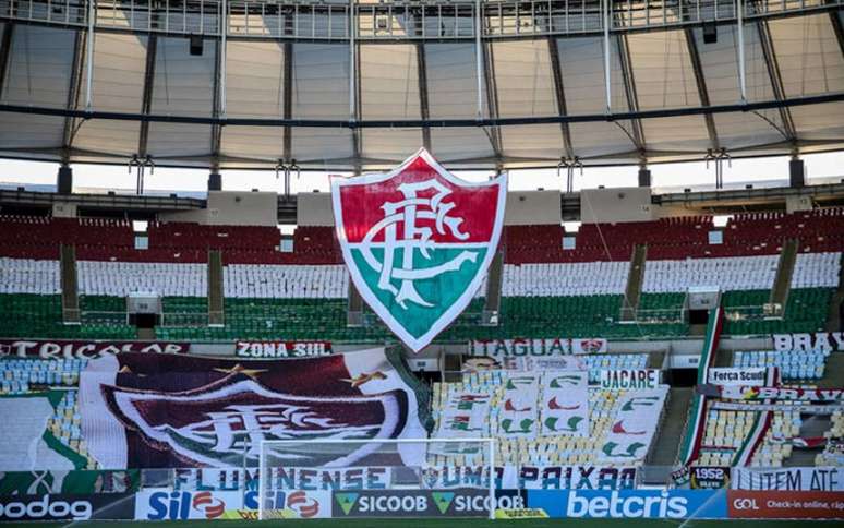 Mosaico montado pela torcida em partida sem público na pandemia (Foto: Lucas Merçon/Fluminense FC)