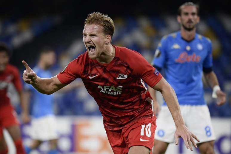 Dani de Wit, camisa 10 do AZ Alkmaar, foi o artilheiro solitário da partida (Foto: FILIPPO MONTEFORTE / AFP)