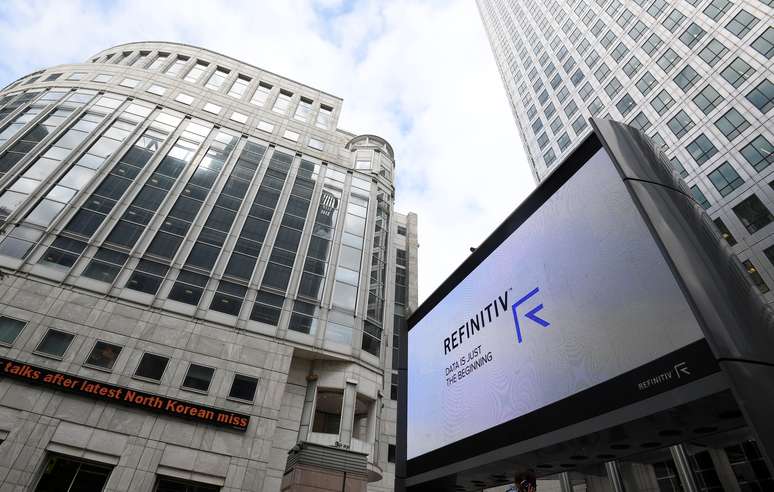 Logo da Refinitiv em Canary Wharf, Londres 
01/08/2019
REUTERS/Toby Melville