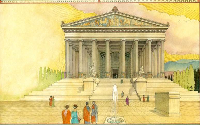 Em sua forma mais impressionante, o Templo de Ártemis tinha uma área de 6 mil m² e era adornado com esculturas, estátuas e 127 colunas