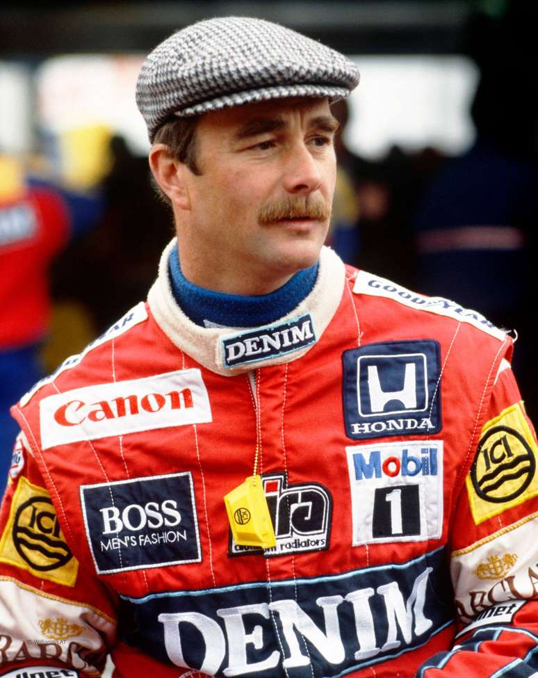 Nigel Mansell: 31 vitórias e o britânico "flat cap" na cabeça.