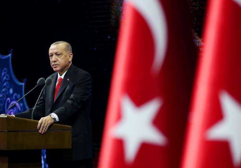 Presidente da Turquia, Tayyip Erdogan, discursa em Ancara
26/10/2020 Escritório de Imprensa da Presidência da Turquia/Divulgação via REUTERS 