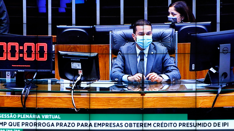 Em foto de 29 de setembro, presidente da Câmara em exercício, o deputado Marcos Pereira, comandou sessão majoritamente virtual — e última reunião dos deputados federais desde então