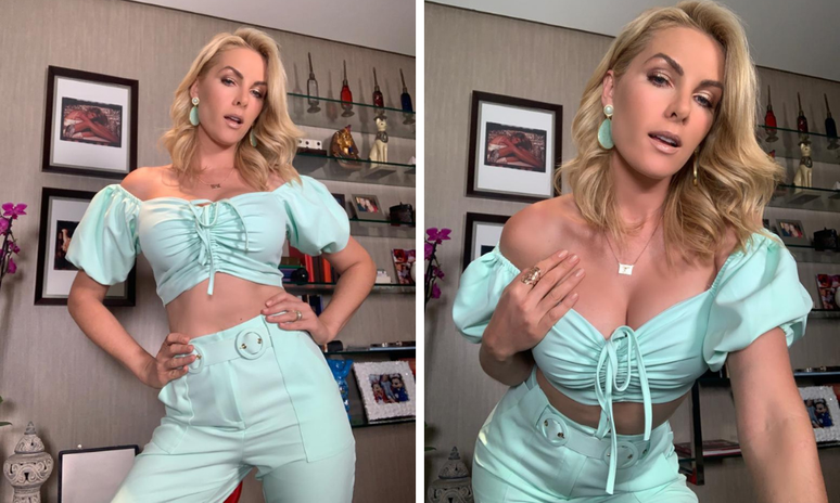 Ana Hickmann esbanja estilo com top pin-up e mangas bufantes