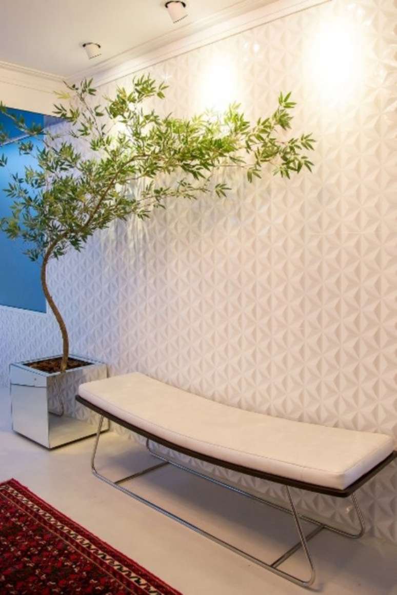 21. Revestimento 3D para sala branca &ndash; Via: Revista VD