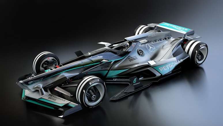 Visão futurista de um carro de F1 da Mercedes em 2030 feita pelo site Motorsport.