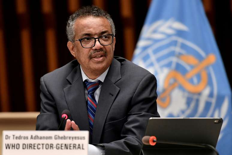 Diretor-geral da OMS, Tedros Adhanom Gebreyesus, durante entrevista coletiva em Genebra
03/07/2020 Fabrice Coffrini/Pool via REUTERS