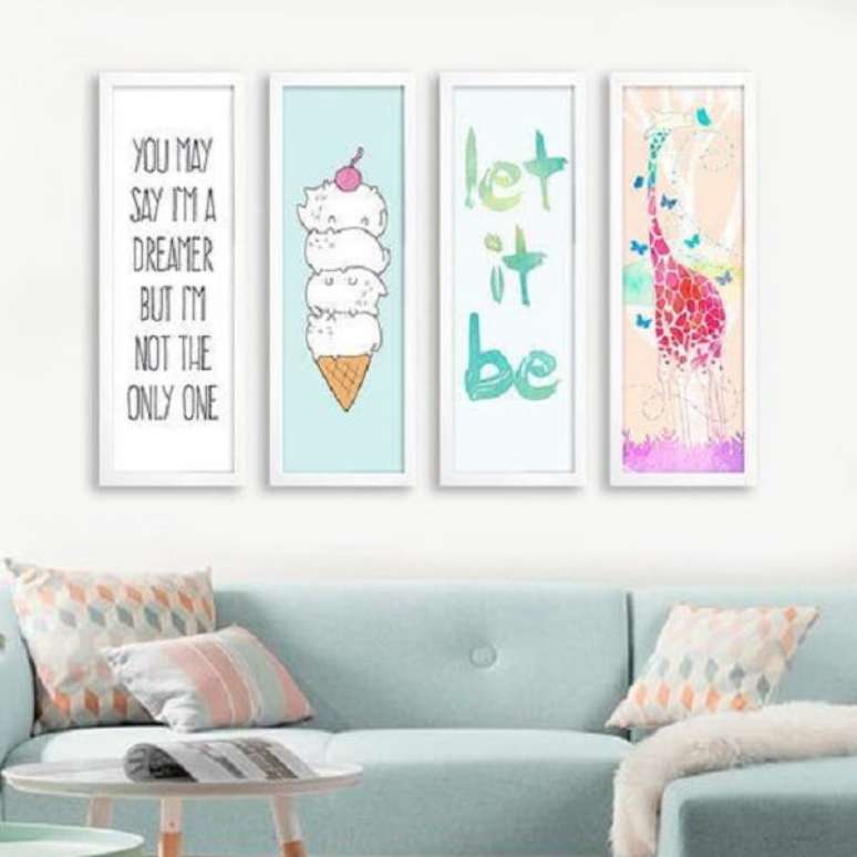 63. Modelos de quadros decorativos coloridos para sala de estar. Fonte: Pinterest
