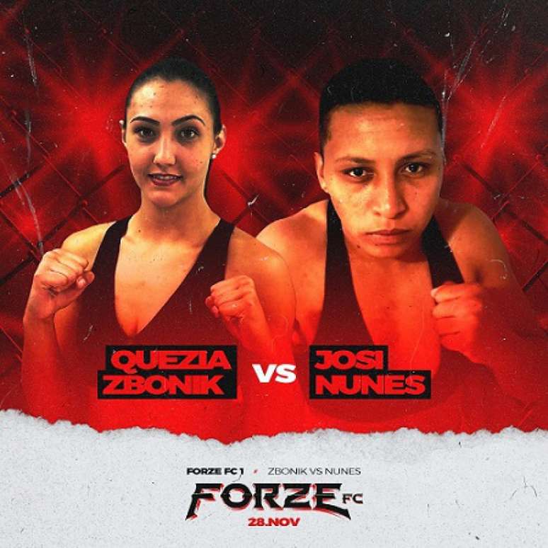 Duelo entre Quezia Zbonik e Josiane Nunes será o main event do Forze FC 1 (Foto: Divulgação)