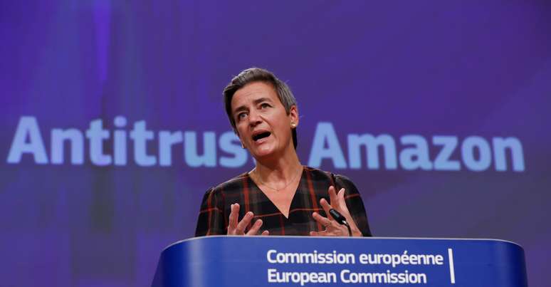 Vice-presidente executiva da UE, Margrethe Vestager
Olivier Hoslet/Pool via REUTERS