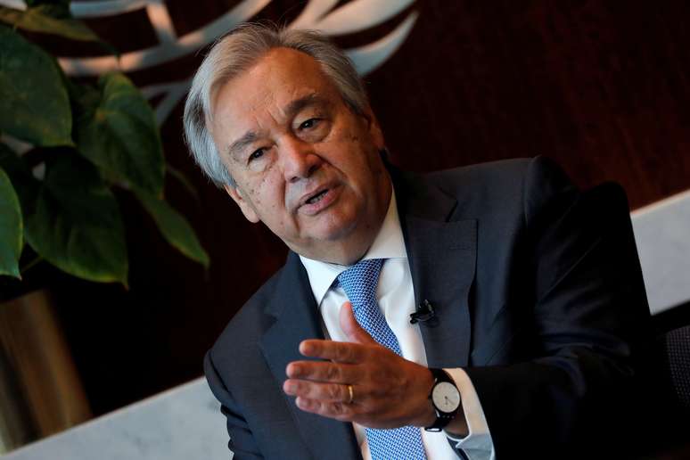 O secretário-geral das Nações Unidas, António Guterres, fala durante entrevista com a Reuters na sede da ONU na cidade de Nova York, EUA, 14 de setembro de 2020. REUTERS/Mike Segar