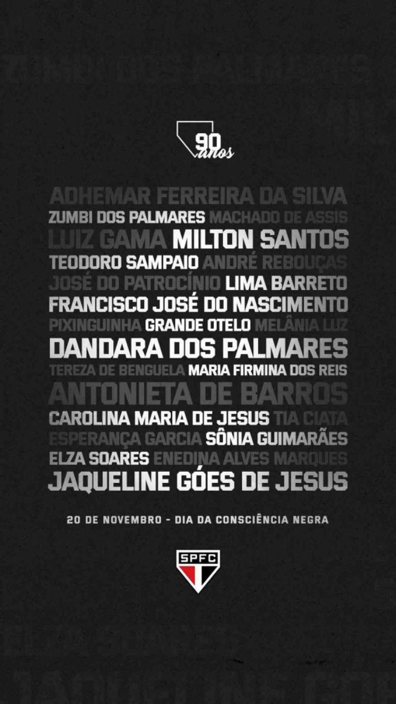 Iniciativa para o jogo deste domingo, contra o Vasco, no Morumbi (Reprodução/Twitter @SaoPauloFC)