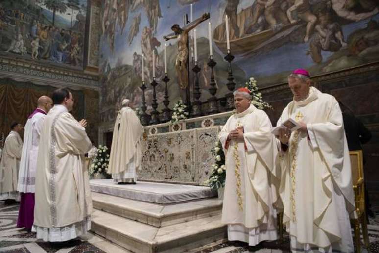 Papa Francisco durante missa na Capela Sistina