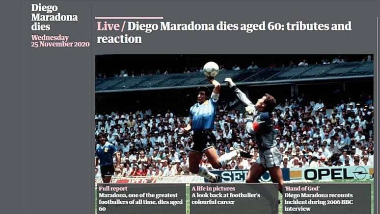 Inglês The Guardian noticia a morte do ídolo argentino
