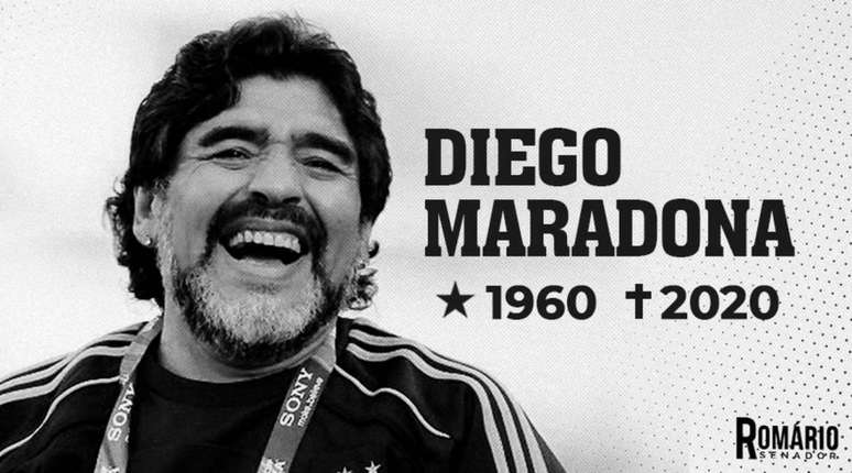 Imagem postada por Romário após falecimento de Maradona (Foto: Reprodução/Twitter Romário)