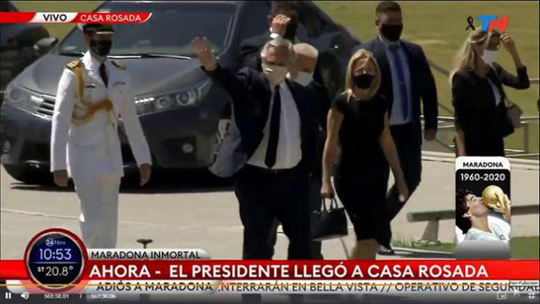 Momento da chegada de Alberto Fernández à Casa Rosada (Foto: Divulgação/ TN TV)