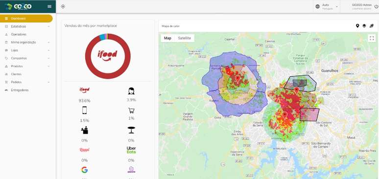 A ferramenta "Mapa de Calor" da plataforma GO2GO oferece informações geolocalizadas sobre o padrão de consumo dos clientes 