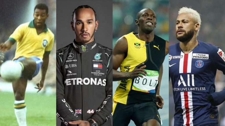 Pelé, Hamilton, Bolt e Neymar participam, assim como outros nomes ( Divulgação e AFP)