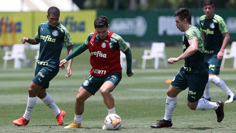 Veiga e Willian treinaram com o grupo palmeirense nesta segunda-feira (Foto: Cesar Greco/Palmeiras)