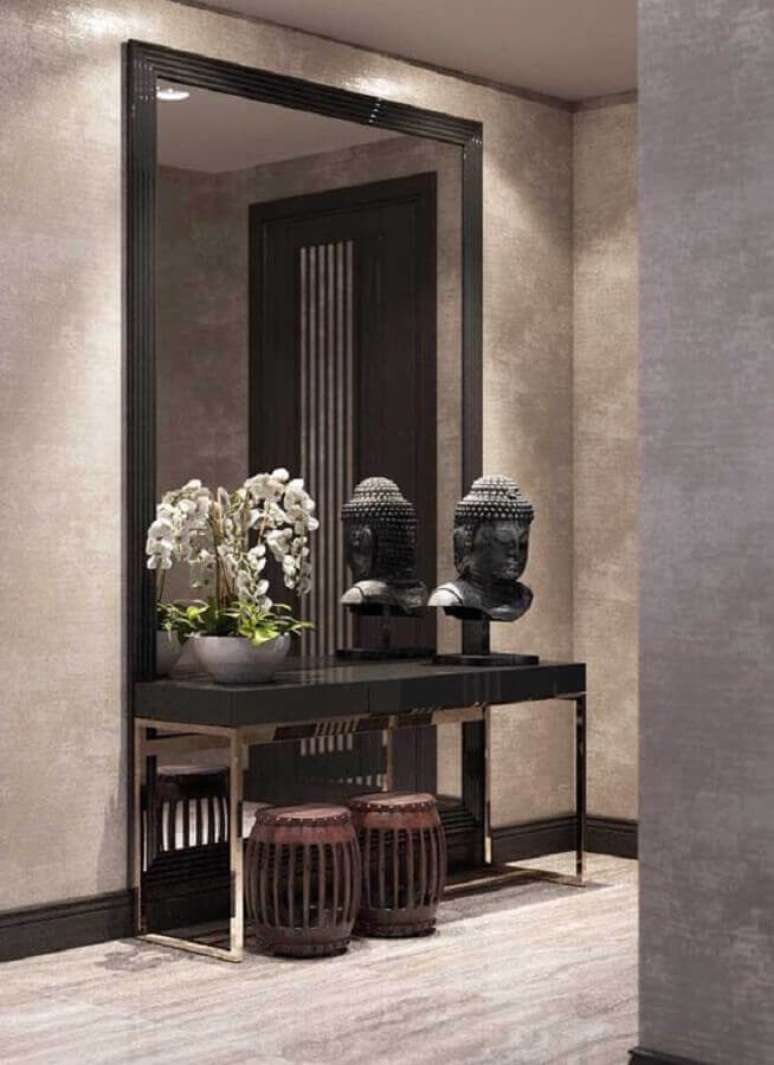 20. Aparador com espelho para hall de entrada moderno e sofisticado em tons de cinza &ndash; Foto: Futurist Architecture