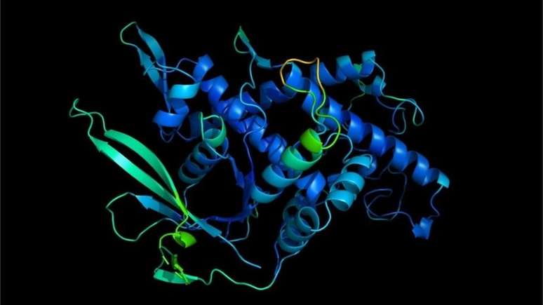 DeepMind foi capaz de prever a formação de estruturas de proteínas como essa em um nível sem precedentes