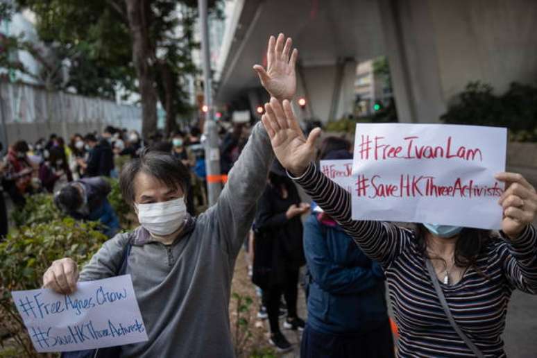 Protesto contra condenação de ativistas em Hong Kong