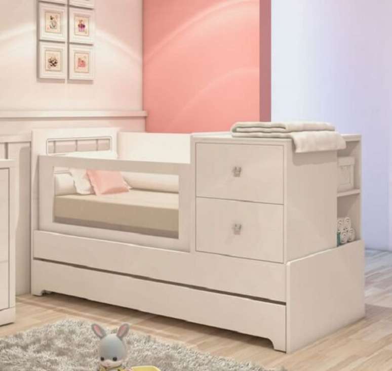 51. Berço com duas gavetas laterais e cama auxiliar. Fonte: Pinterest