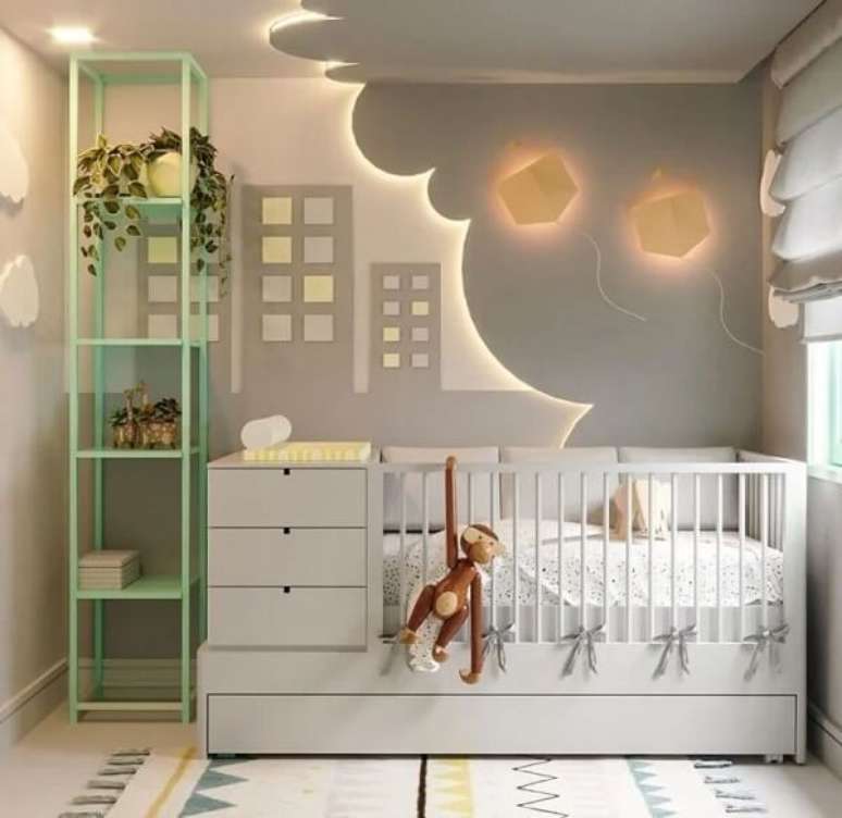 2. Iluminação diferenciada e berço com gavetas e rodinhas. Fonte: Renata Freire Arquitetura