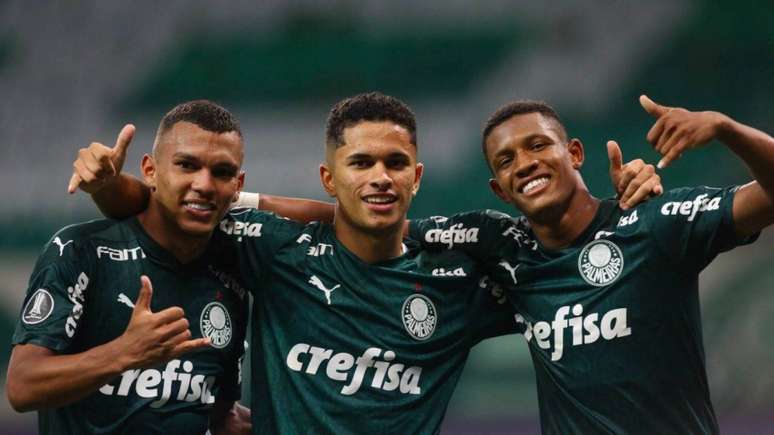 Todos os gols da vitória por 5 a 0 sobre o Delfín tiveram participação de Crias da Academia (Divulgação/Palmeiras)