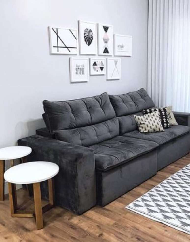 10. Fique atento as medidas do sof&aacute; retr&aacute;til com ba&uacute; e considere sempre o tamanho dos acessos expandidos. Fonte: Pinterest