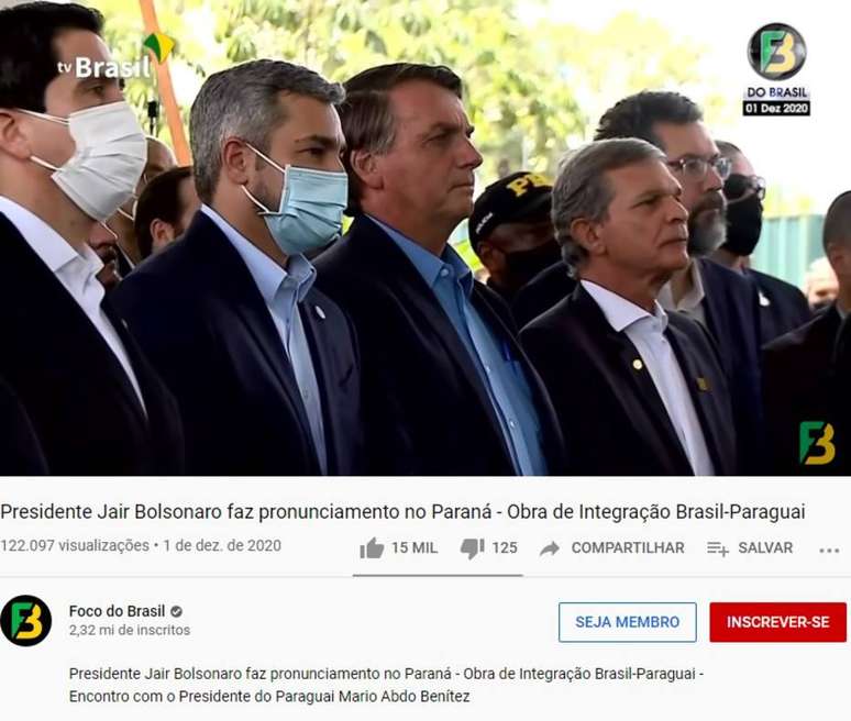 O canal bolsonarista Foco no Brasil, no YouTube, está entre os investigados por suspeita de propagar atos antidemocráticos
