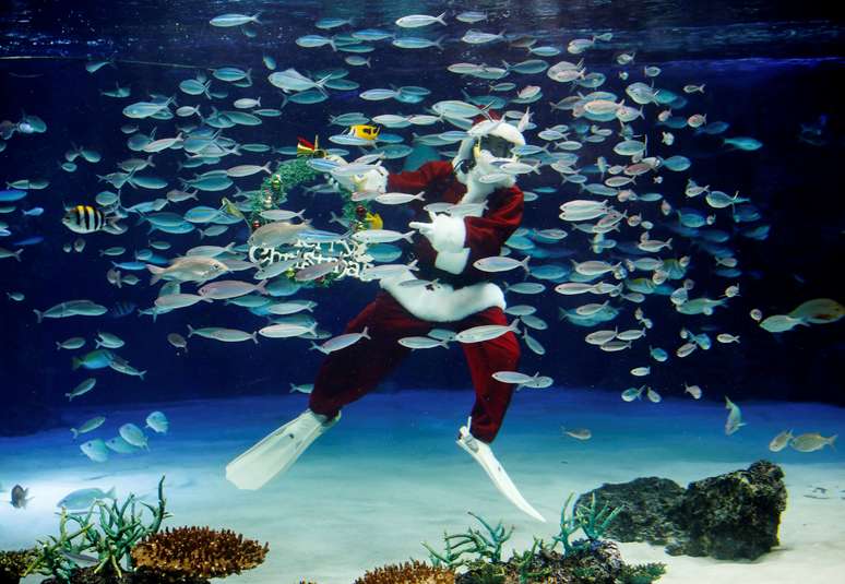 Mergulhadora vestida de Papai Noel em aquário de Tóquio
04/12/2020
REUTERS/Kim Kyung-Hoon