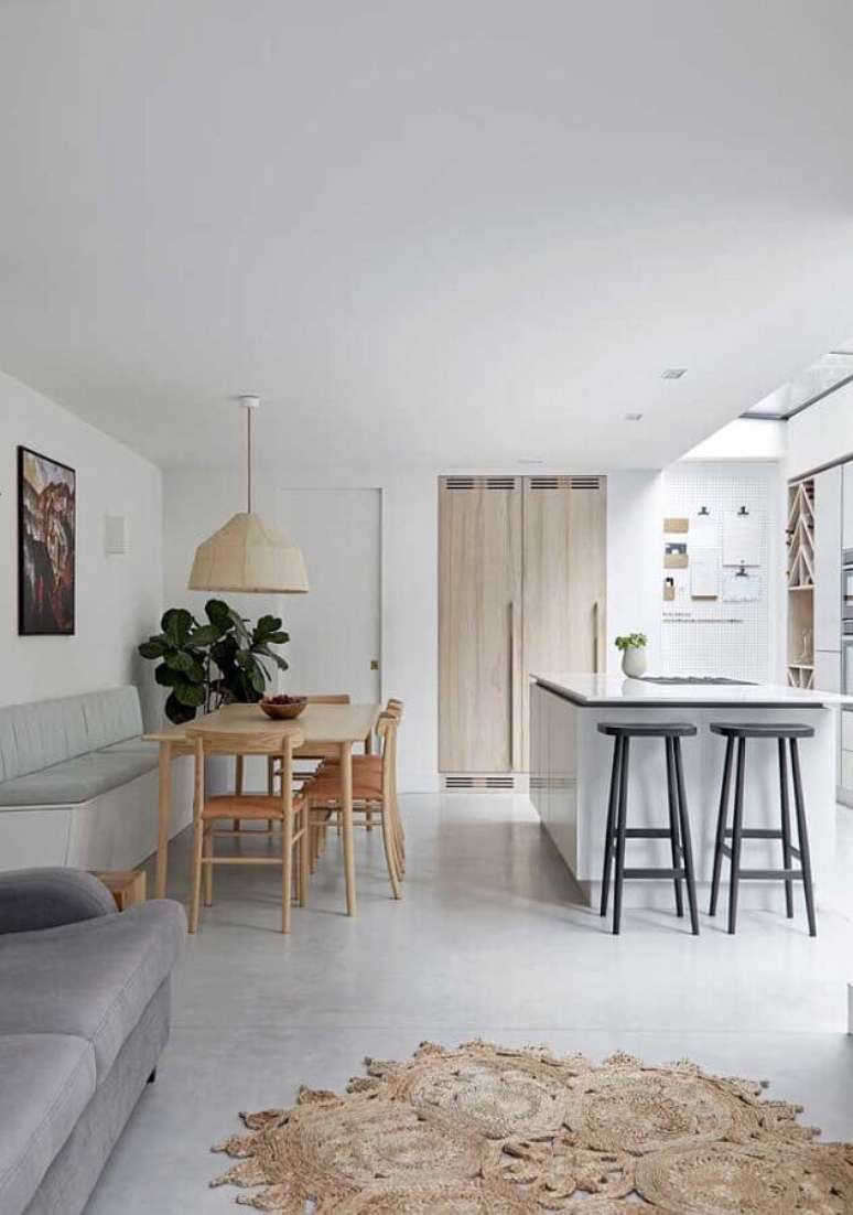 7. Casa conceito aberto decorada com cozinha com ilha e salas integradas – Foto: JERA Arquitetura e Engenharia