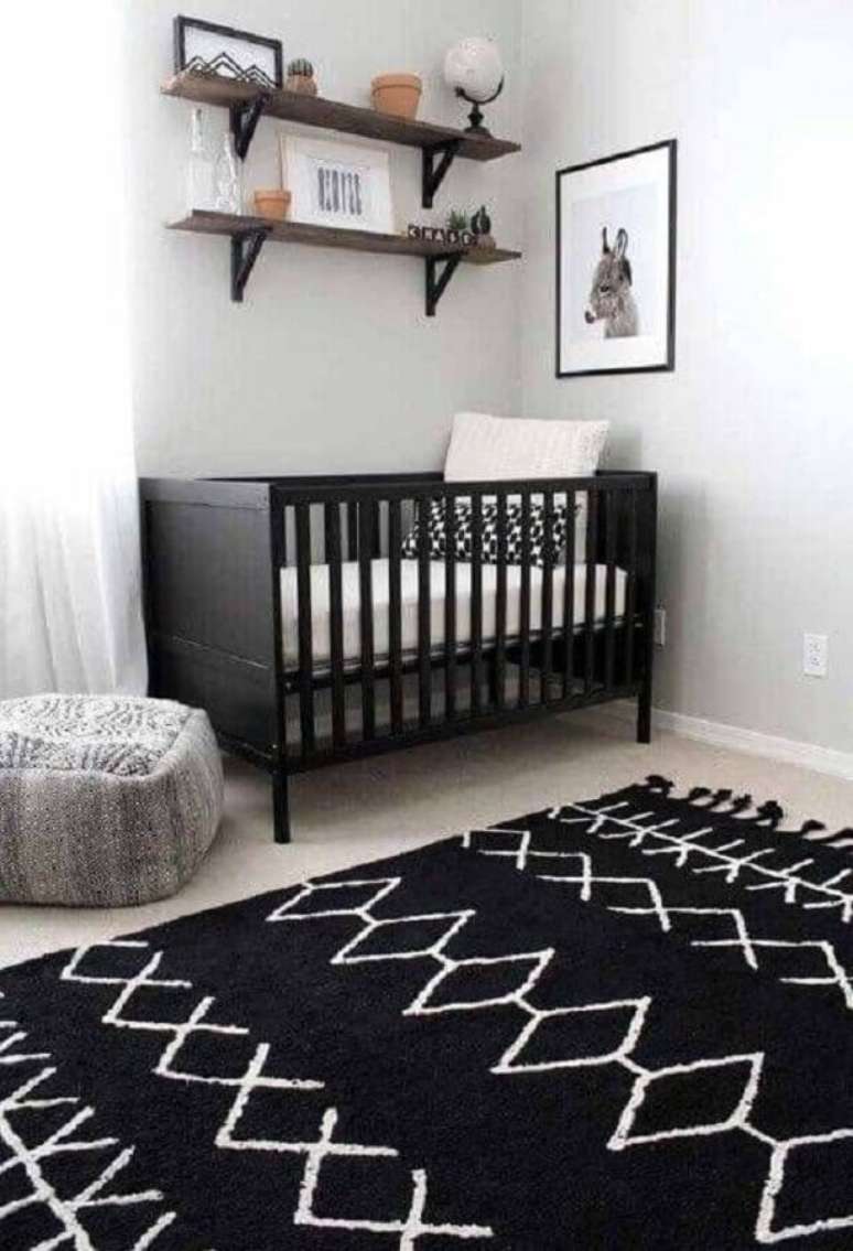 46. Decora&ccedil;&atilde;o preto e branco para quarto de beb&ecirc; simples &ndash; Foto: Jeito de Casa