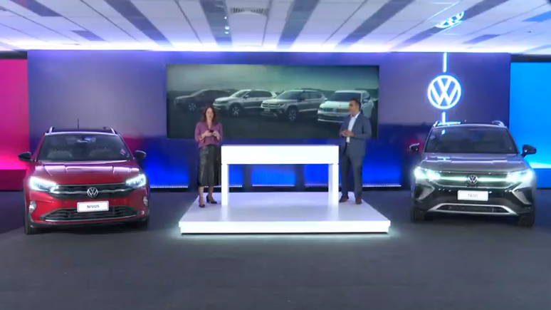 Volkswagen Taos presente na live apresentada por Priscila Cortezze (diretora de comunicação) e Pablo Di Si (presidente): primeira vez no Brasil.