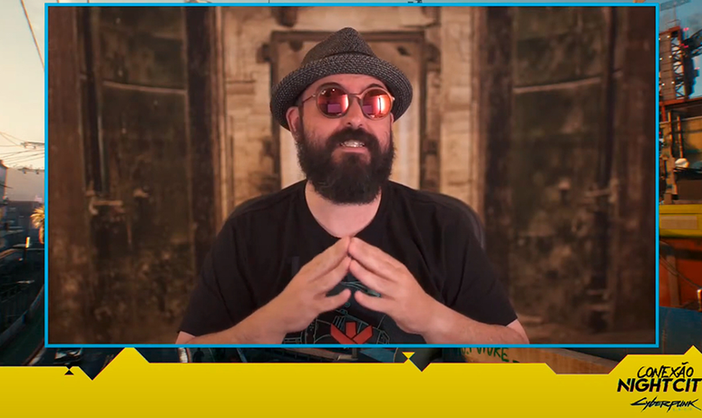 Azaghal durante o evento online de lançamento de Cyberpunk 2077