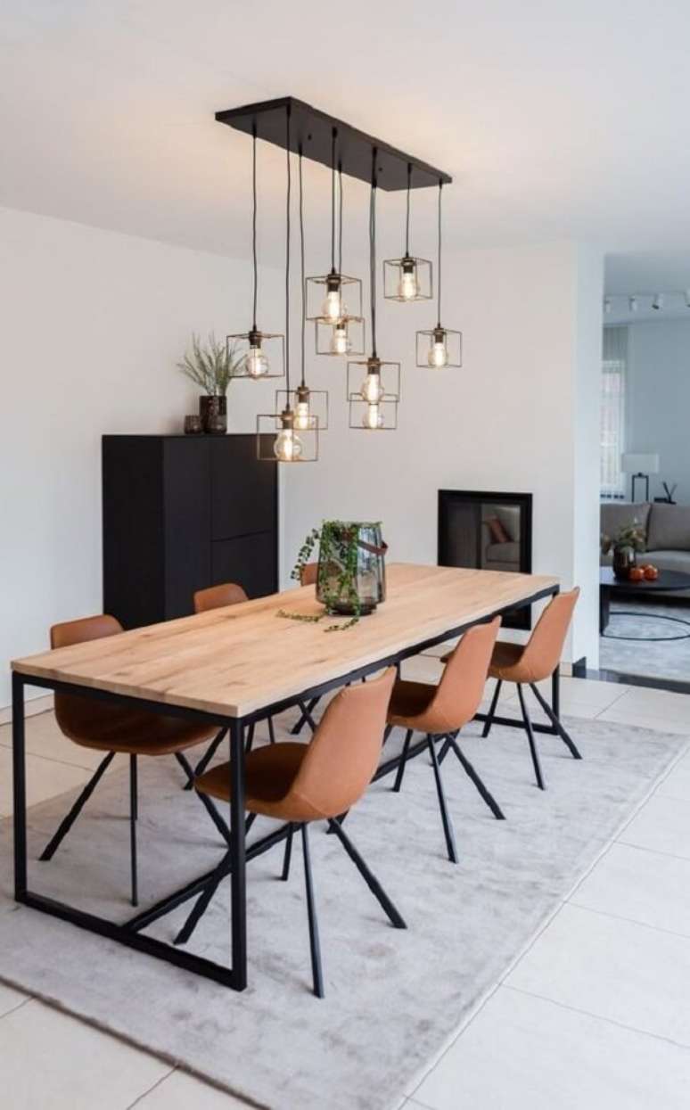 4. Lustre industrial com estrutura em aramado. Fonte: Pinterest