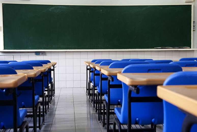 Sala de aula vazia por causa da pandemia