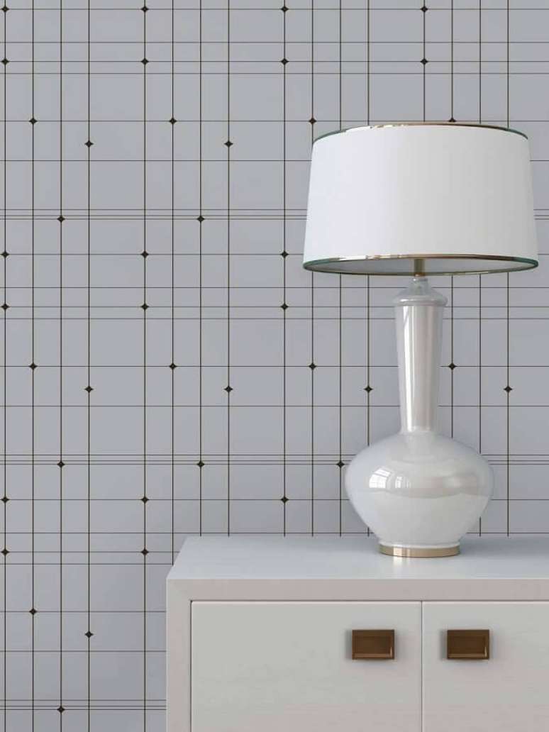 24. Papel de parede delicado com estampa geom&eacute;trica &ndash; Foto: Pinterest
