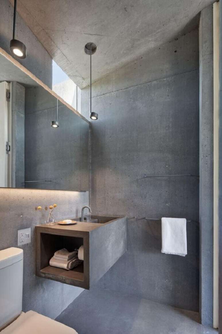 20. Cimento queimado para decoração banheiro minimalista – Foto: Home Fashion Trend